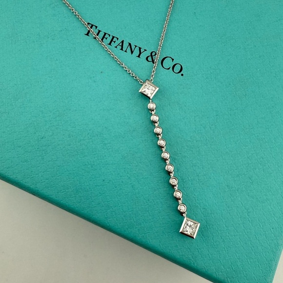Tiffany & Co. Jazz Grace Diamond Drop Necklace in Platinum 16" - Picture 1 of 8